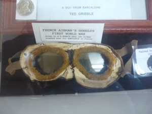 French airman's goggles, brought back to Barcaldine by a local soldier.