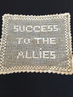 Crocheted square - "Success to the Allies". Collection: James Cook Museum, Cooktown. Photo: Jo Wills.
