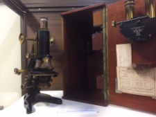 James Buzzacott's microscope which was kindly loaned to the exhibition by the Australian Sugar Industry Museum in Mourilyan. Image: Jo Wills.