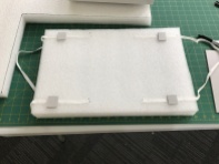 Foam was cut to fit the box and handles added to allow easy removal.