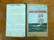 Front page of 'Wanderer's' scrap book, showing the cover feature of the yacht in the October 1930 edition of The Australian Motor Boat & Yachting Monthly